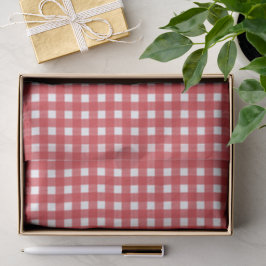 Rustikales Gingham Rot Weiß Weihnachten Seidenpapier