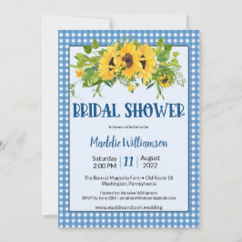 Rustikales Gingham Sunblumen Country Brautparty Einladung