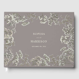 Rustikales Gipskraut Amethyst Wedding Gästebuch