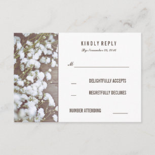 Rustikales Gipskraut Hochzeit RSVP-Karten RSVP Karte