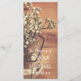 Rustikales Gipskraut Mason Jar Hochzeitsprogramm Programm