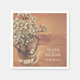 Rustikales Gipskraut Mason Jar Wood Wedding Serviette