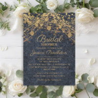 Rustikales Glam Blue Gold String Light Brautparty