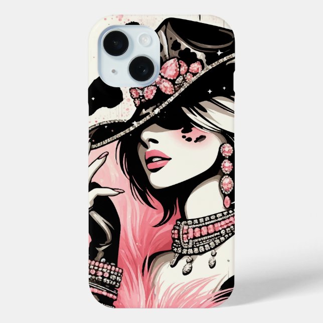 Rustikales Glam Cowgirl Pink Sparkle Cowhide Print Case-Mate iPhone Hülle (Rückseite)