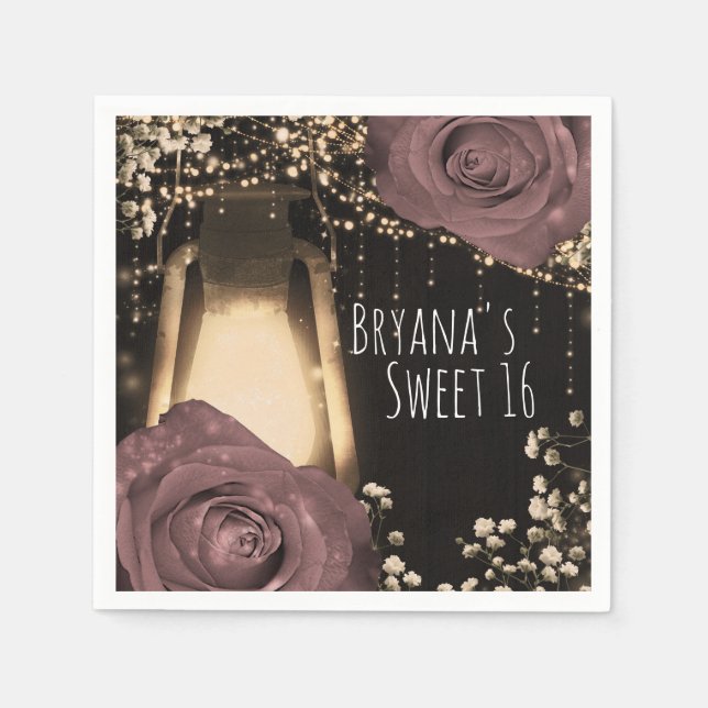 Rustikales glattes Lantern Dusty Pink Mauve Rose Serviette (Vorderseite)