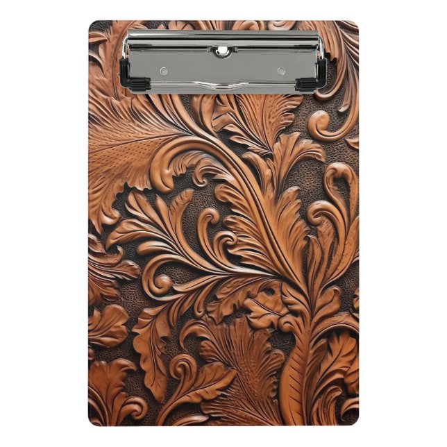 Rustikales Glattleder Mini Klemmbrett (Vorderseite)