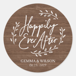 Rustikales Glück je nach Personalisierter Hochzeit Runder Aufkleber