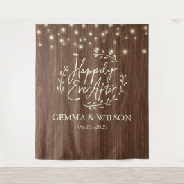 Rustikales Glück je nach Saitenlicht Hochzeit Wandteppich