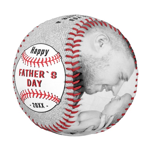Rustikales Glück Vatertag 2 Foto Collage Baseball (Schrägansicht)