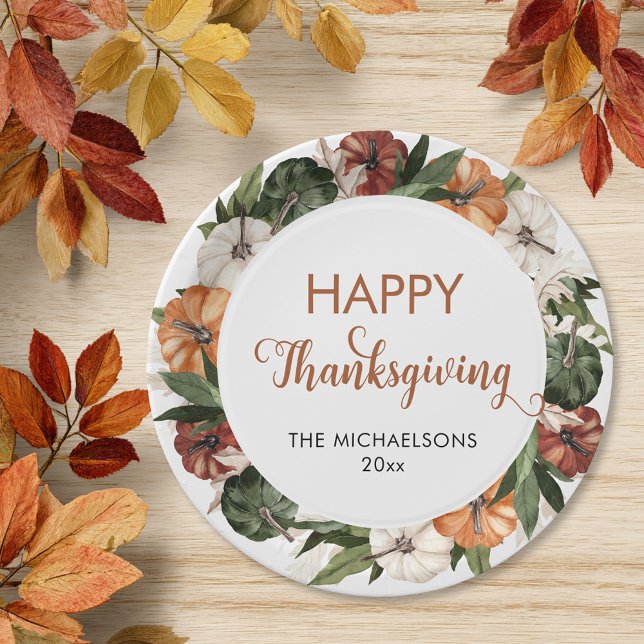 Rustikales Glückspilz Pappteller (Rustic Happy Thanksgiving Pumpkin Paper Plates)