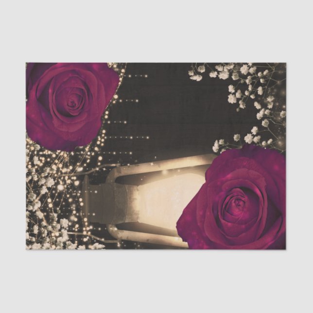 Rustikales Glühen Laterne Magenta Berry Rose Hochz Seidenpapier (Vorderseite)