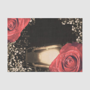 Rustikales Glühen Laterne Vintage Rote Rosen Barnh Seidenpapier