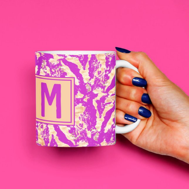 Rustikales Gold auf lila Marmor Chic Custom Monogr Kaffeetasse (Von Creator hochgeladen)