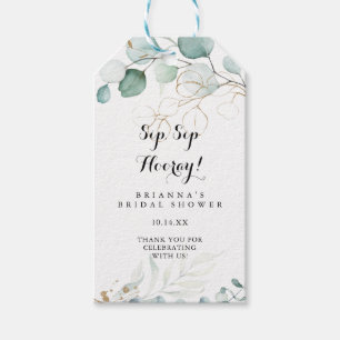 Rustikales Gold Floral Sip Hooray Brautparty Geschenkanhänger