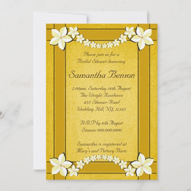 Rustikales Gold Floral Wedding Brautparty laden ei Einladung (Vorderseite)