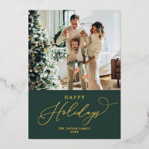 Rustikales Gold Foil Happy Holidays Weihnachten Folien Feiertagskarte