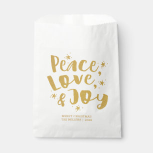 Rustikales Gold Frieden Liebe Freude Weihnachten Geschenktütchen