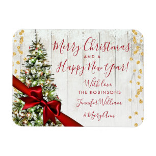 Rustikales Gold Frohe Weihnachten Nicht-Foto Glitz Magnet