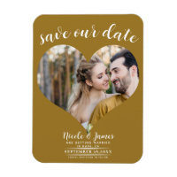 Rustikales Gold Heart Foto Hochzeit speichern Sie