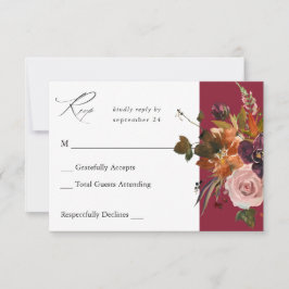 Rustikales Gold, Lila & Rosa Florales ohne Mahlzei RSVP Karte