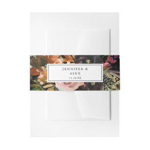 Rustikales Gold, Lila und rot Rosa Flora 2 v2 Schw Einladungsbanderole