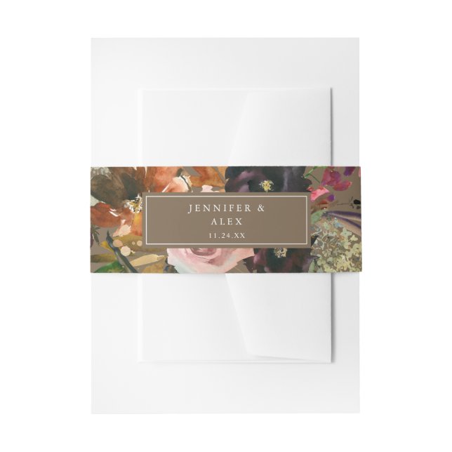 Rustikales Gold Lila und rot Rosa Floral 2 v2b Tau Einladungsbanderole (Vorderseite Beispiel)