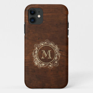 Rustikales Gold-Monogramm Holz Case-Mate iPhone Hülle