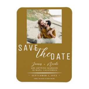 Rustikales Gold Save the Date Foto Hochzeit Magnet