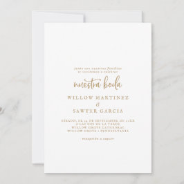 Rustikales Gold Script Spanisch Nuestra Boda Einladung