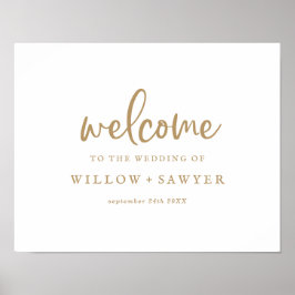 Rustikales Gold Script Wedding Welcome Poster