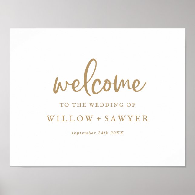 Rustikales Gold Script Wedding Welcome Poster (Vorne)