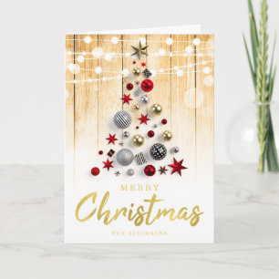 Rustikales Gold Script Weihnachtslicht Urlaub Feiertagskarte