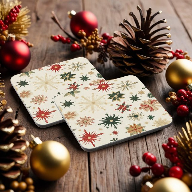 Rustikales Gold Snowflakes Muster Urlaub Getränkeuntersetzer (Rustic Gold Snowflakes pattern Holidays Beverage Coaster)