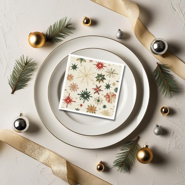 Rustikales Gold Snowflakes Muster Weihnachten Serviette (Rustic Gold Snowflakes pattern Christmas Napkins)