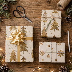 Rustikales Gold Weihnachten Geschenkpapier Set
