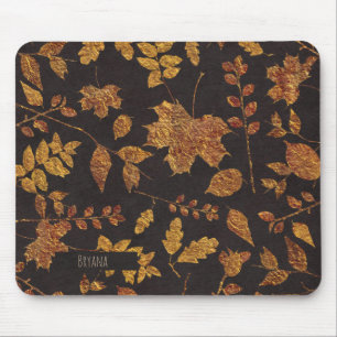 Rustikales Goldenes Blätter Herbst Mousepad