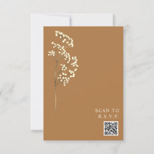 Rustikales Goldenrod Gypsophila QR Code Wedding RS RSVP Karte