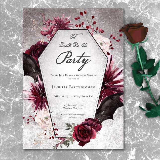 Rustikales Gothic Til Death Do us Party Brautparty Einladung (Rustic Gothic Til Death Do Us Party Bridal Shower Invitation)