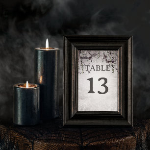 Rustikales Gotisches Schwarzes & Burgund Halloween Tischnummer