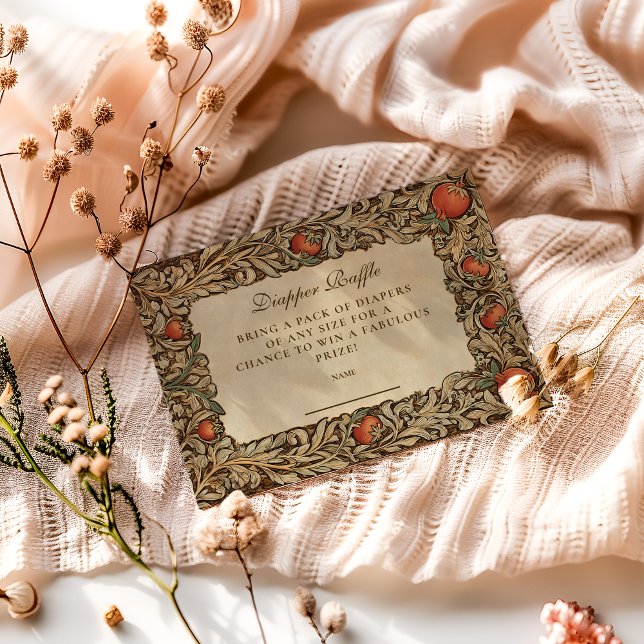 Rustikales Granatapfel Vintager Diapper Raffle Begleitkarte (Von Creator hochgeladen)