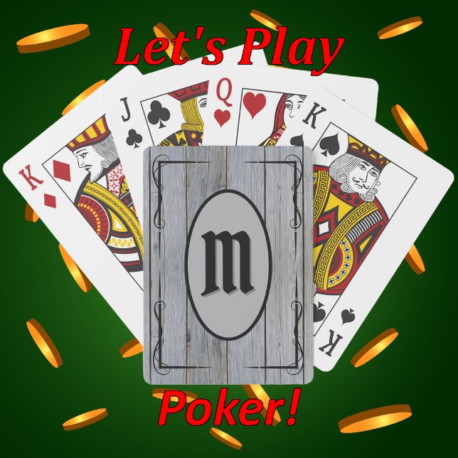 Rustikales Graubarnwood Custom Mit Monogramm Spielkarten (Von Creator hochgeladen)