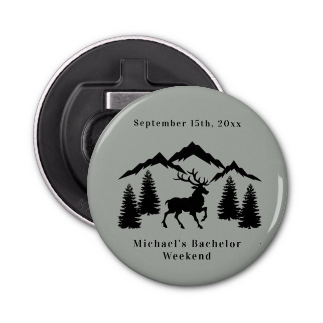 Rustikales graues Buck Jagen Bachelor Weekend Flaschenöffner (Vorderseite)