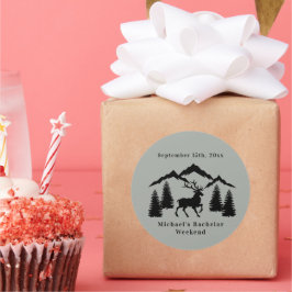 Rustikales graues Buck Jagen Bachelor Weekend Runder Aufkleber