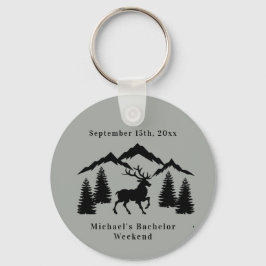 Rustikales graues Buck Jagen Bachelor Weekend Schlüsselanhänger