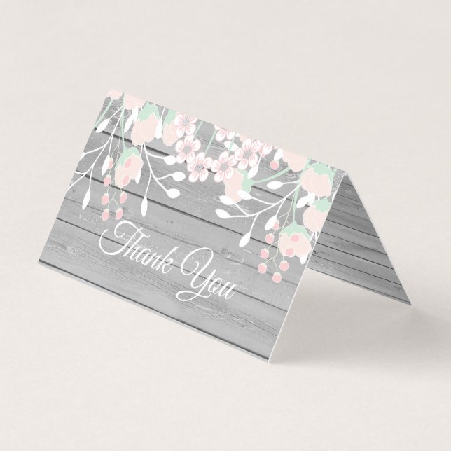 Rustikales graues Foto gefaltet Dankeschön Karte (Vorderseite)