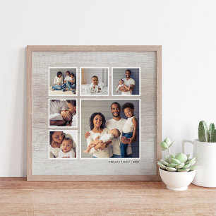 Rustikales graues, gewittertes Holz 6 Quadrat Foto Poster