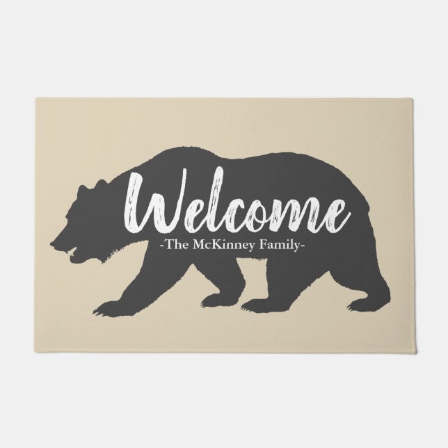 Rustikales graues Grizzlybär-u. Fußmatte (Vorderseite)
