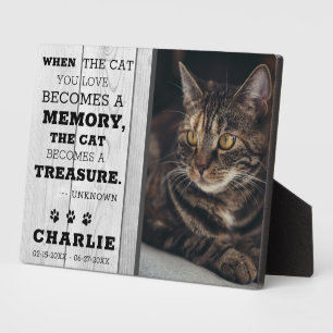 Rustikales graues Holz Haustier Katze Memorial Fot Fotoplatte