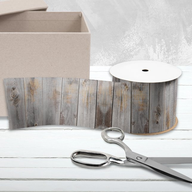 Rustikales graues Holz Tone Planks Satin Ribbon Satinband (Von Creator hochgeladen)
