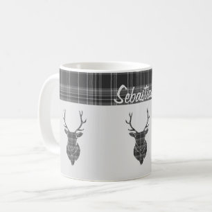Rustikales graues Tartan Muster und Steg Head Antl Kaffeetasse
